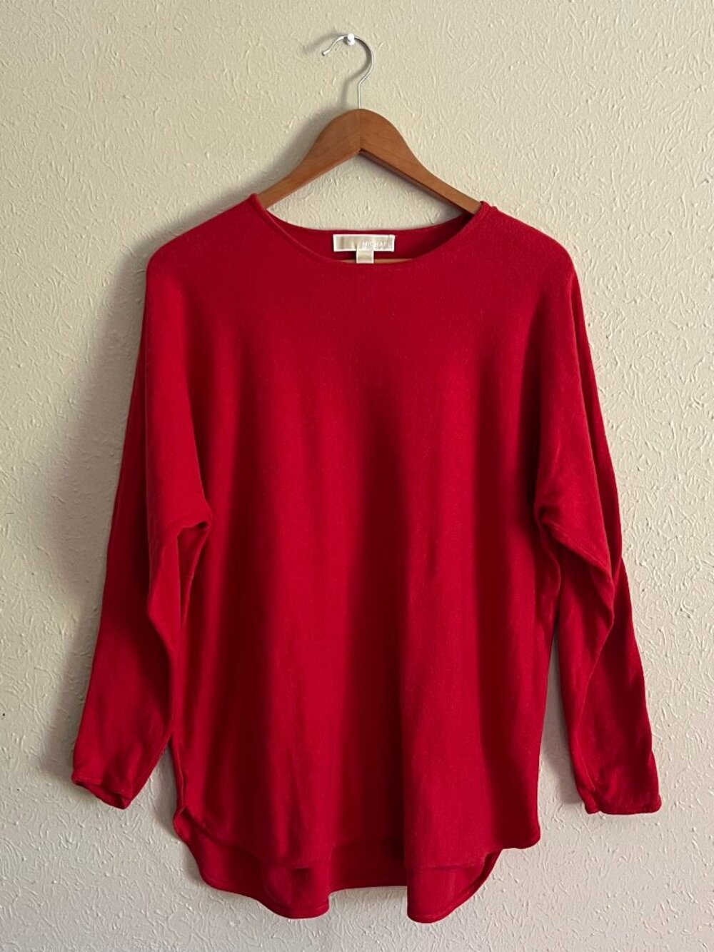 Michael Kors Womens Red Sweater Round Neck Long Sleeves Size XL